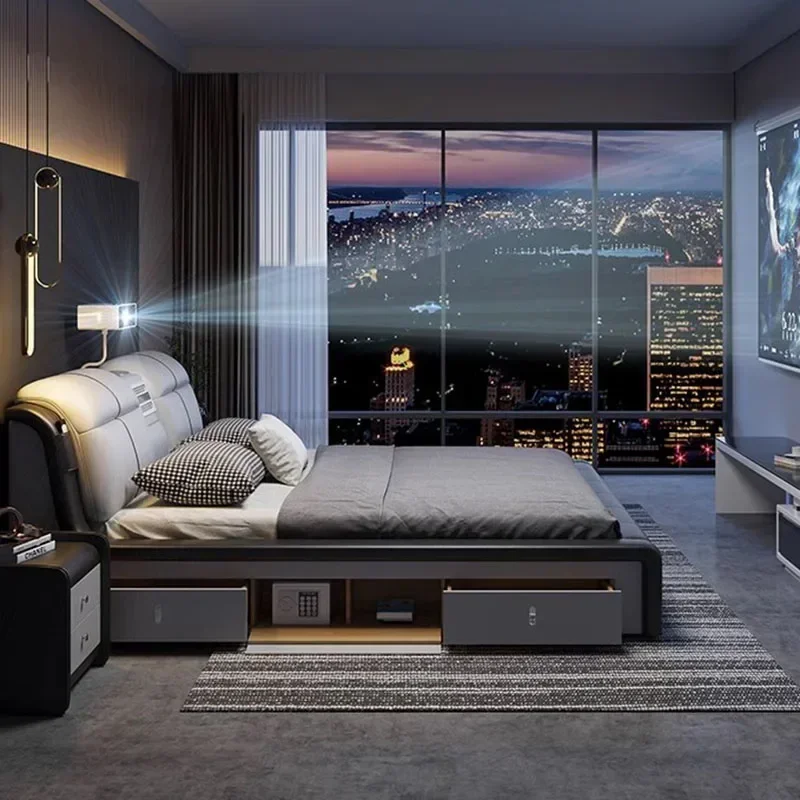 Умная Роскошная Современная двуспальная кровать большого размера мастер