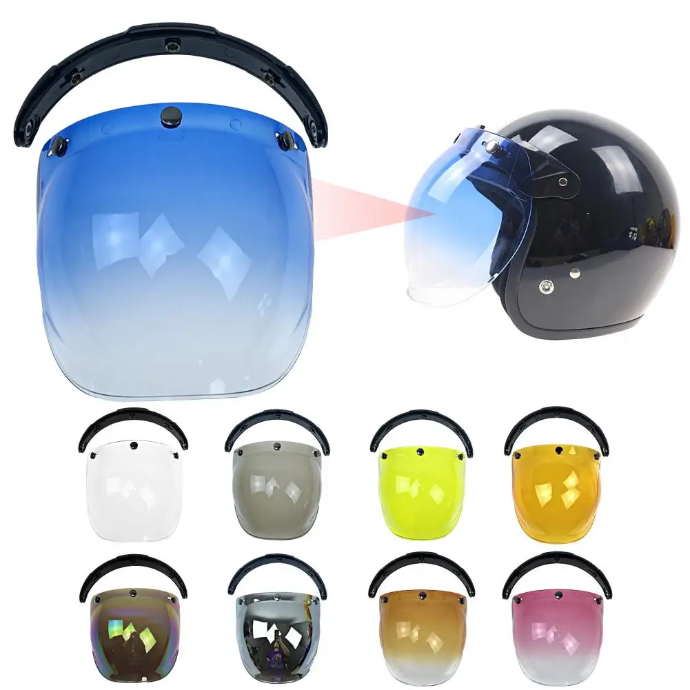

Helmet Lens Flip Up Retro Sun Protection Anti-fog with Bracket 3-Snap Windproof Open Face Motorcycle Helmet Bubble Faceshield