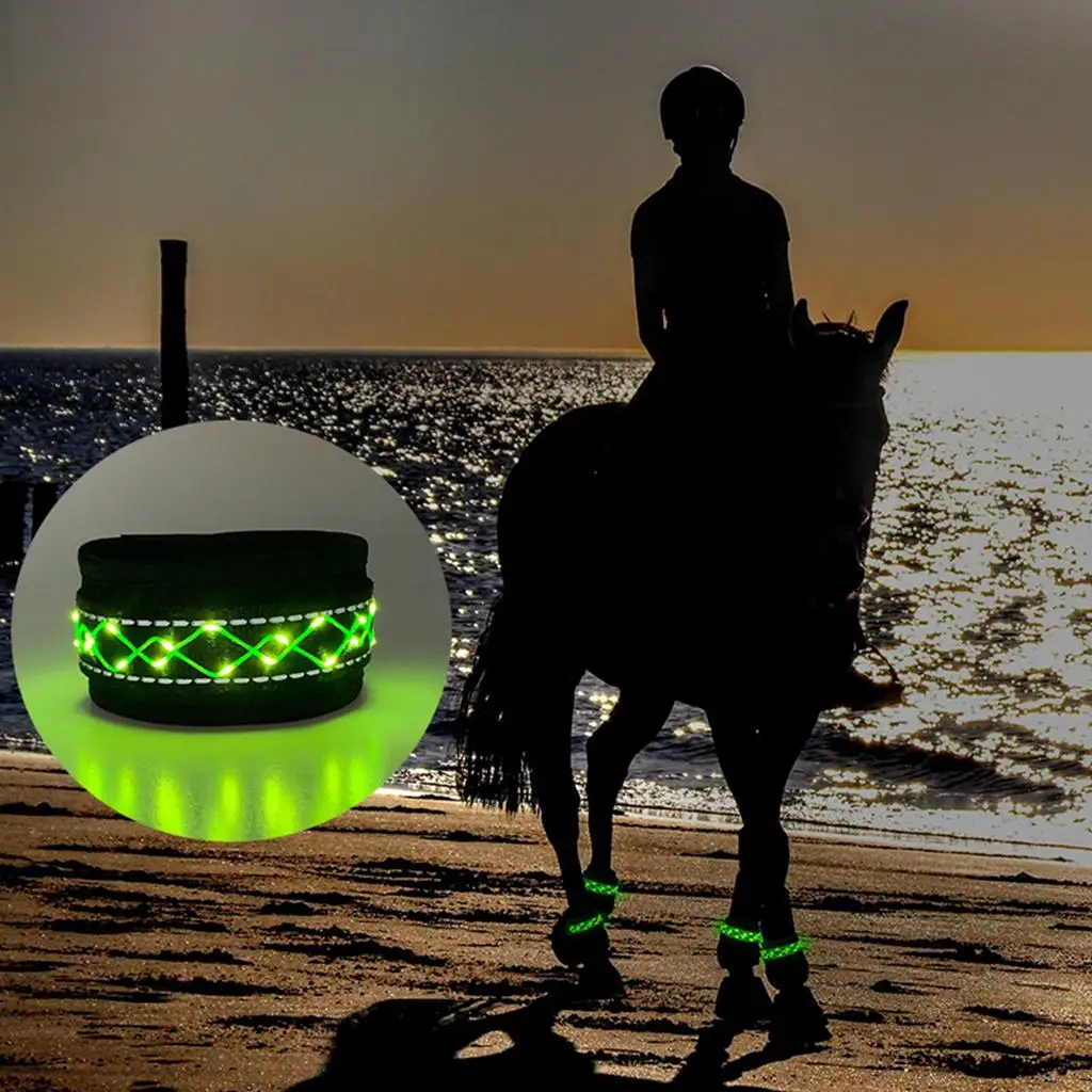 

4x LED Luminous Horse Leg Strap Reflective Belt Ankle Legging Safety Warning