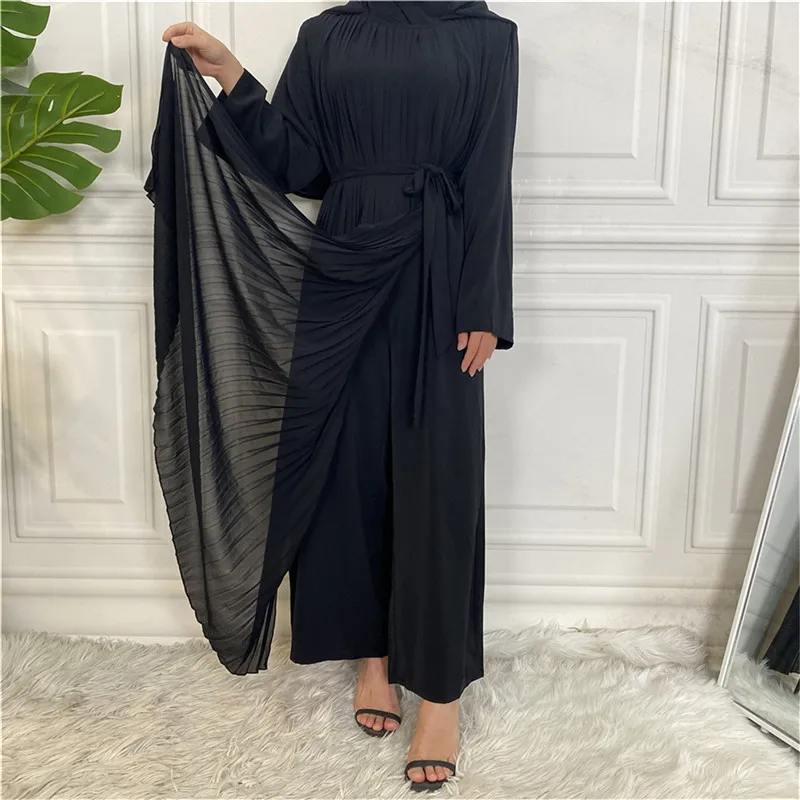 Eid Mubarak Muslim Fashion Jumpsuit Long Arabic Dress Hijab Islam Turkish Clothing African Dresses for Women Pleated Abaya Dubai