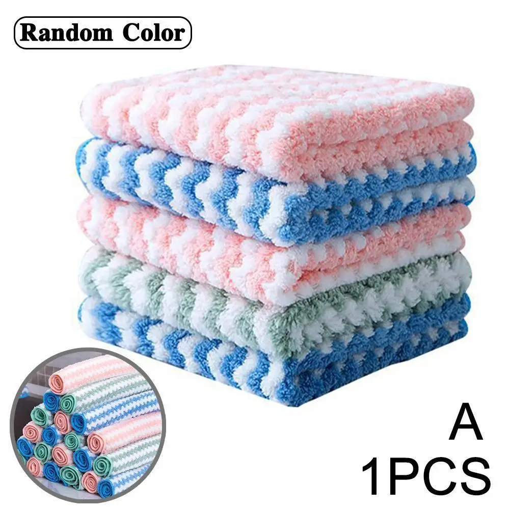 

Kitchen Cleaning Rag Coral Fleece Dish Washing Cloth Wet Dry Random Super Scouring Towels 1pc And Absorbent Pad Kitchen Cle Z2l7