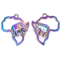 5pcslot rainbow color animal elephant africa creature drought pendant metal alloy charm for jewelry making earrings accessories