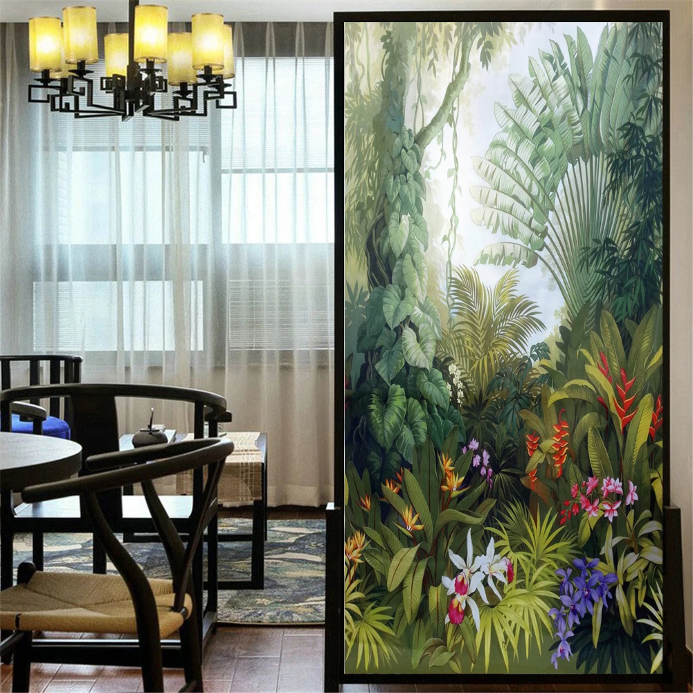 

Декоративная оконная пленка LXDWEI, лес, статичная, ПВХ