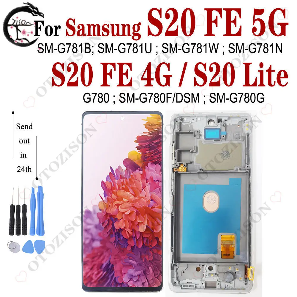 Ceny Wyświetlacz Incell Do Samsung Galaxy S20 FE 4G G780 LCD Z Ramką 5G SM-G781B G781U Ekran Dotykowy Digitizer Zgromadzenie S20 Lite LCD