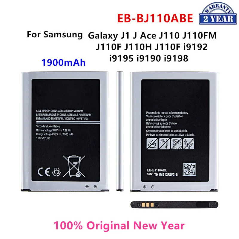 

Оригинальная Аккумуляторная батарея SAMSUNG 1900 мАч для Samsung Galaxy J1 J Ace J110 J110FM J110F J110H J110F i9192 i9195 i9190 i9198