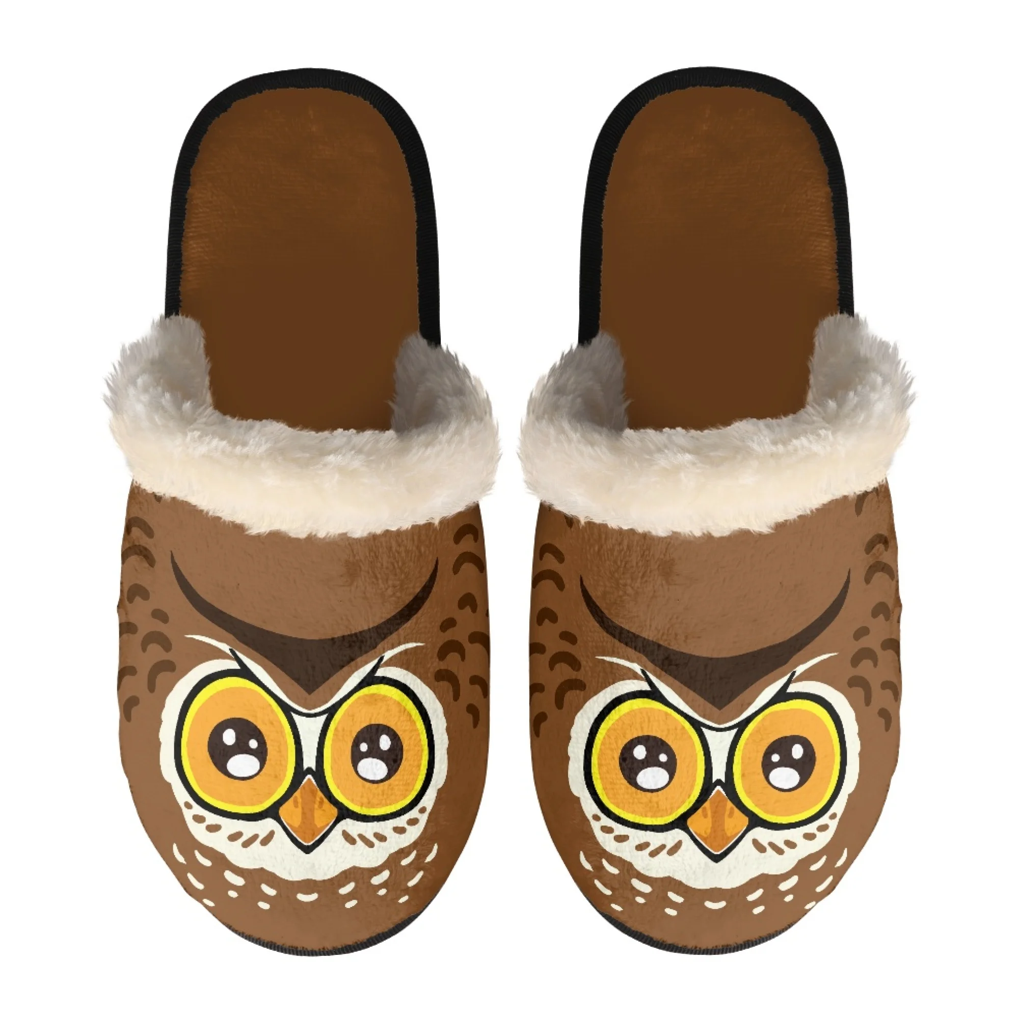 

Yikeluo Cute Cartoon Owl Print Cotton Slippers Adults Kids Warm Winter Shoes Parents Comfortable Indoor Outdoor Plush Slides