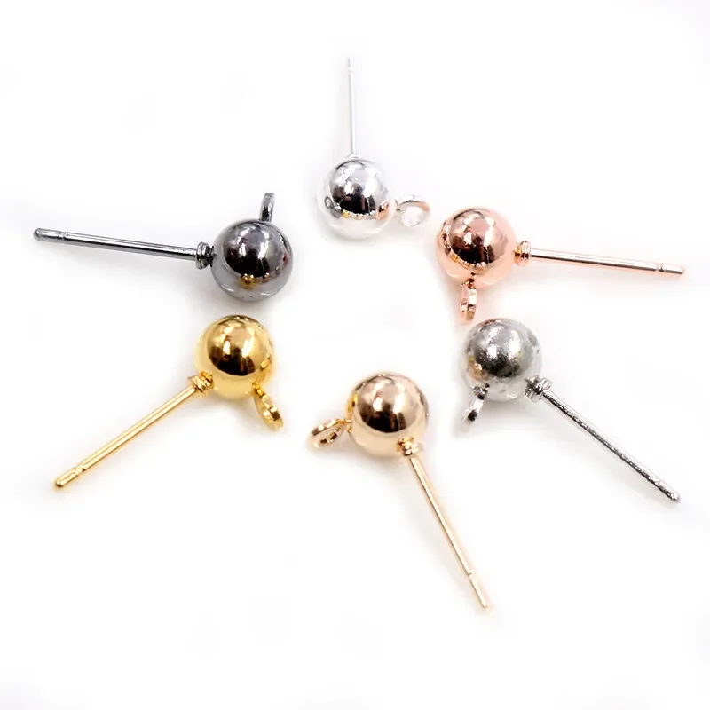 3/4/5mm 6 Colors Pin Findings Stud Earring Basic Pins Stoppers Connector For DIY Jewelry Making Accessories Supplies