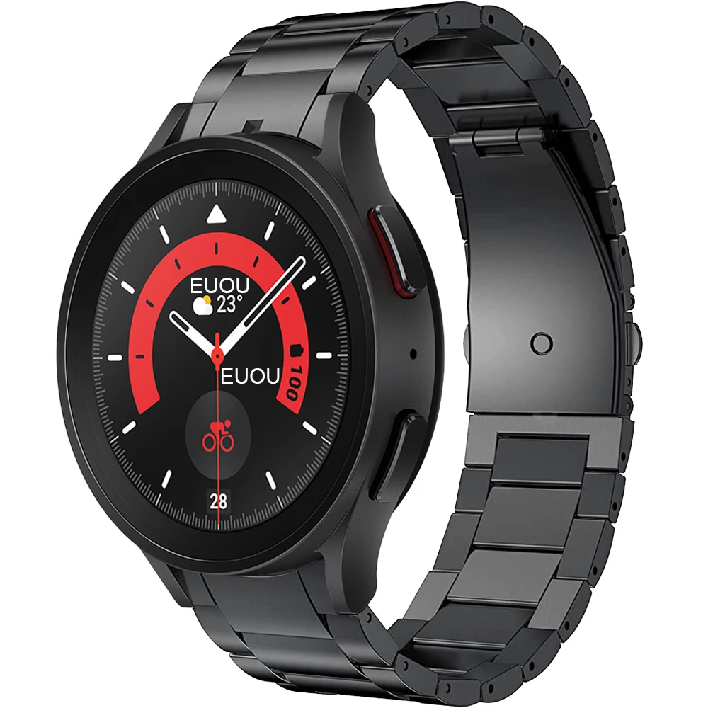 Titanium Metal Watch Band For Samsung Galaxy Watch 5 Pro 45mm / Watch5 44mm 40mm / Watch 4 Classic 46mm 42mm No Gaps 20mm Strap