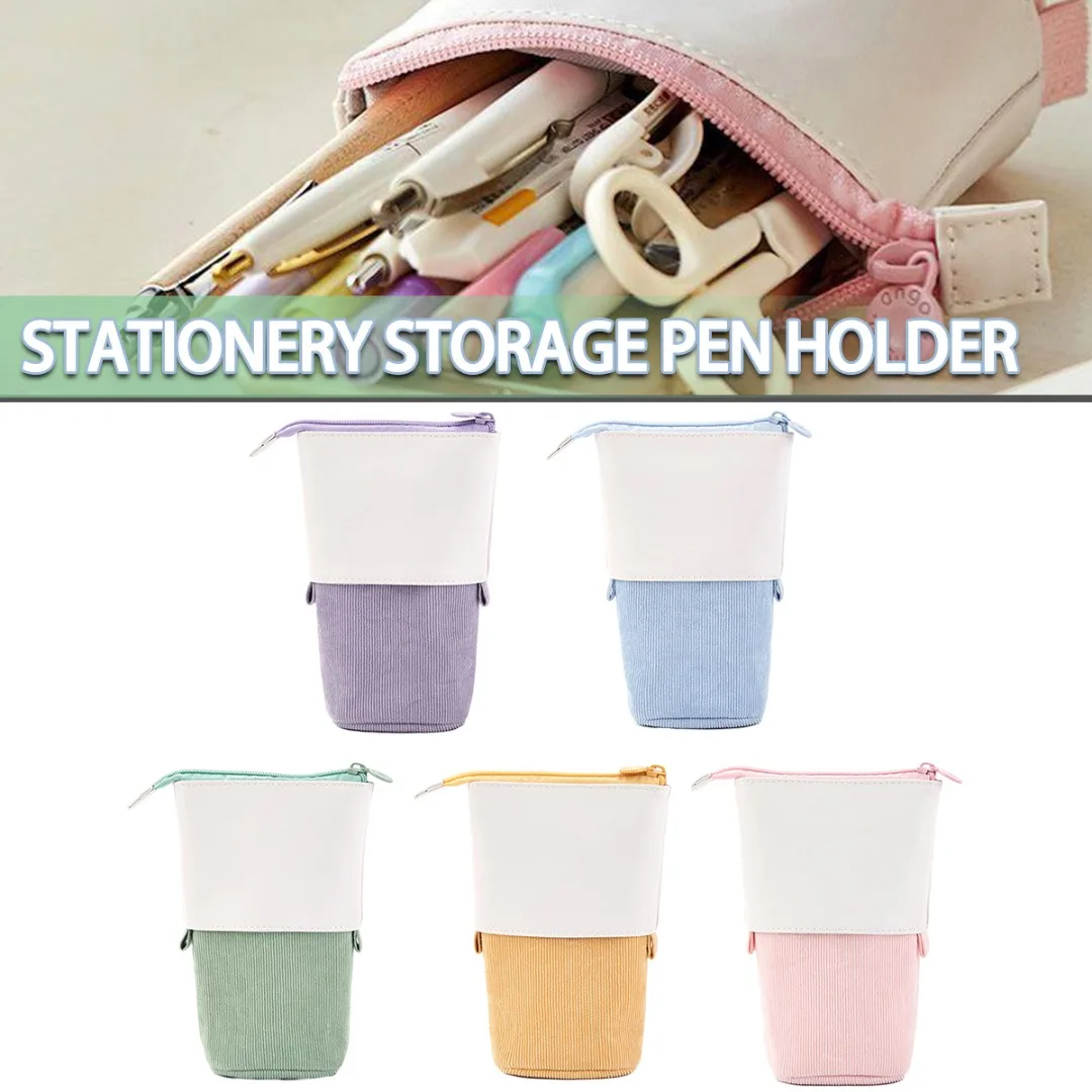 Case Large Capacity Stationery Bag Cosmetics Pouch Retractable Holder Stationery Case Zipper Closure Pencil Case