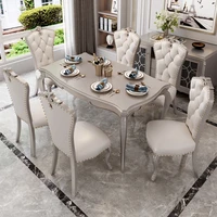 american light luxury rectangular dining table and chair combination household 4 6 simple european solid wood marble dining tabl