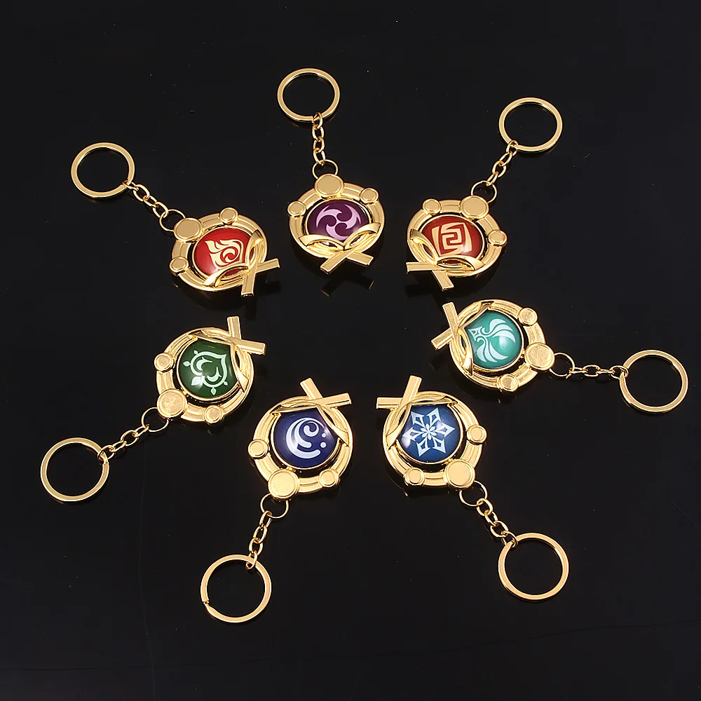

Genshin Impact Anime Keychain Luminous Elements Toys for Boys Cute Accessories Car Key Pendants Fashion Book Rings Gifts