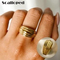 scalloped fashion thread stainless steel rings fashion bloggers daily accessories women statement party jewelry free shipping