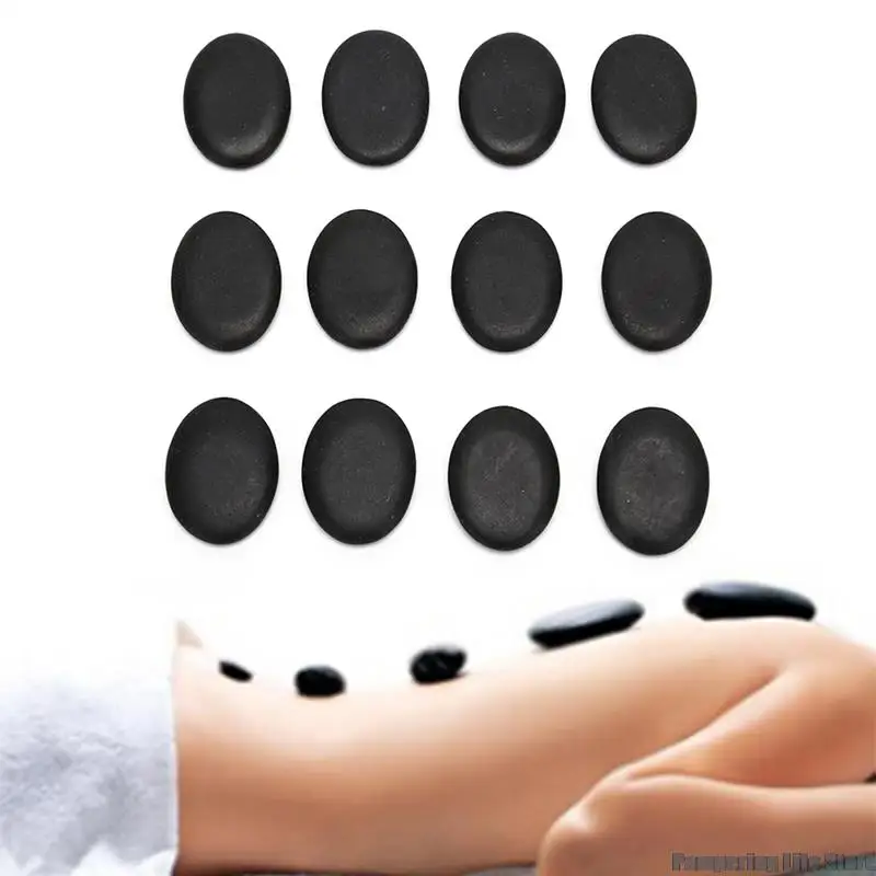 

12 Pcs Massage Stones Basalt Stone Black Lava Natural Stone Beauty Stones Hot Spa Rock 3*4cm Health Care