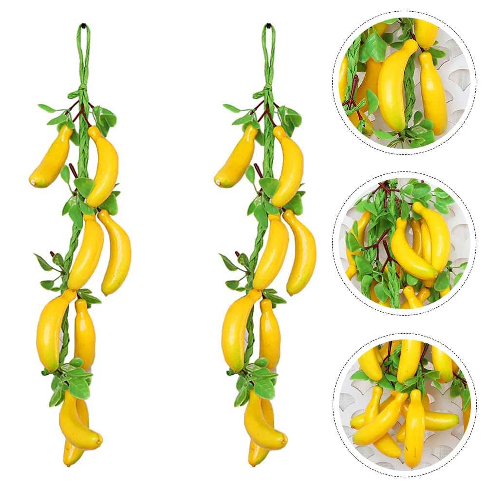 

2 Pcs Fake Fruits Decoration Home Décor Banana Garland Plants Decor Simulated Banana Hanging Skewers Hot Pot Fake Banana