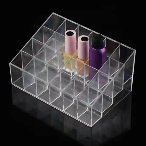 Прозрачный полезный Органайзер коробка для хранения 24 ячейки помада лак для ногтей Полезная демонстрационная стойка для косметики