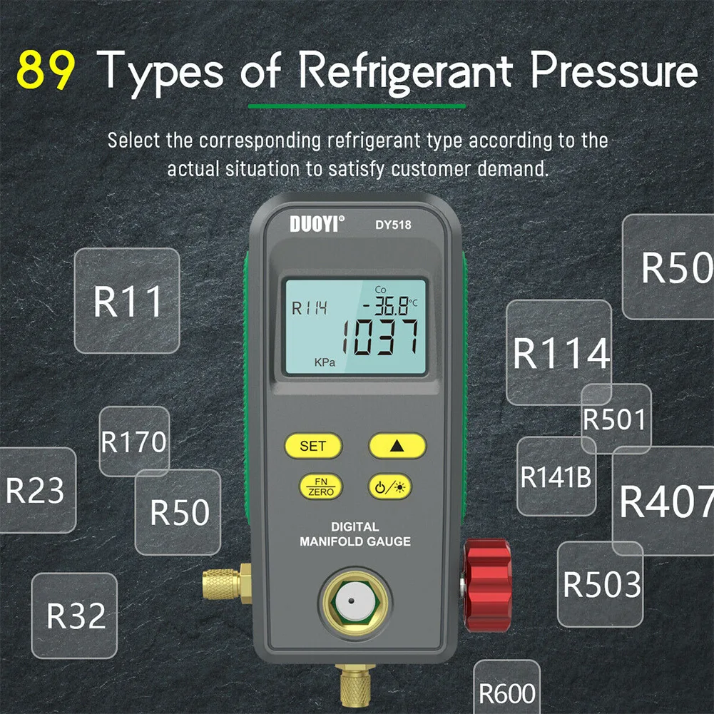 

Refrigeration Digital Manifold Gauge 140x104x45mm 1pcs Accessories DY518