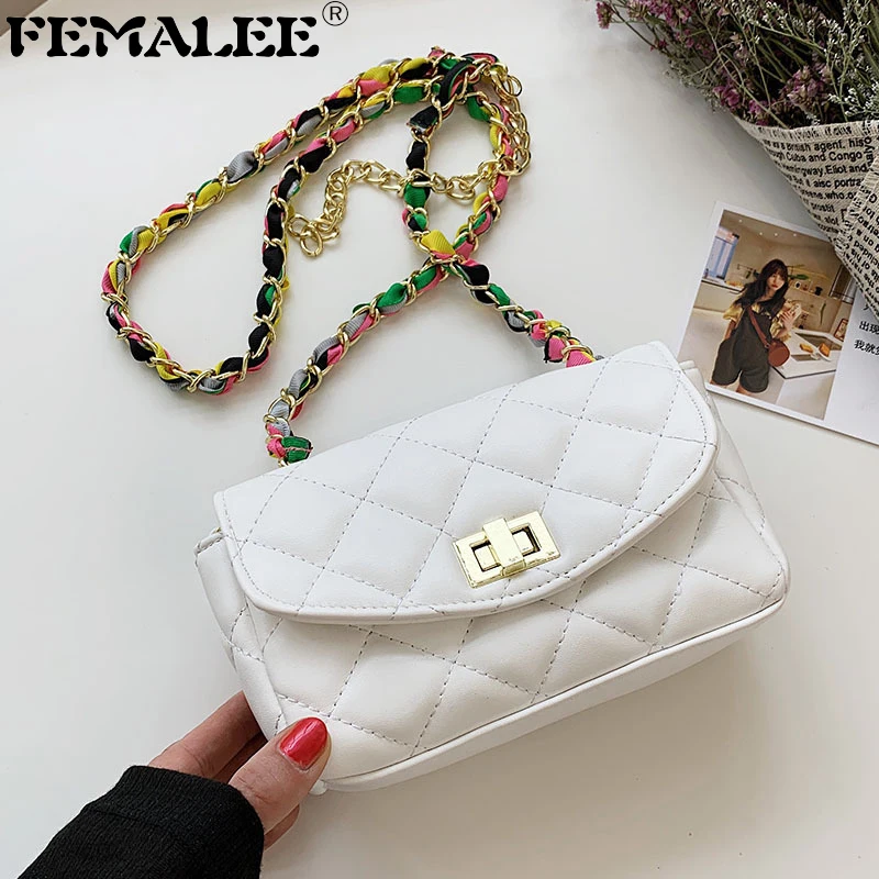 

Сумка кросс-боди Женская с ромбовидной сеткой, саквояж на плечо с цепочкой и радужным цветком, Роскошный дизайнерский модный мессенджер