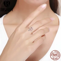 bisaer cute cat ring 925 sterling sliver simple nail pussy open adjustable finger rings for women party jewelry fine gift