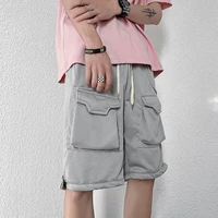 summer pocket shorts men fashion greygreenblack casual shorts mens streetwear loose hip hop straight cargo shorts men s 3xl