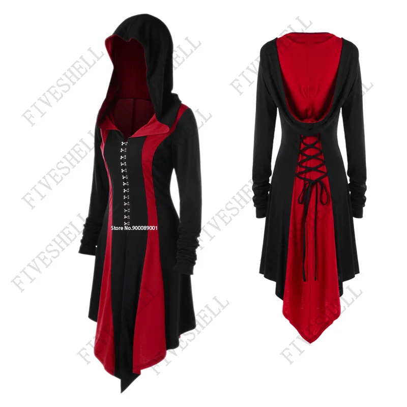 

Halloween Witch Elf Elven Costume Gothic Steampunk Women Hooded Jacket Hunter Archer Cosplay Costumes Medieval Cosplay Costume