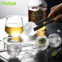 4 cavity ice ball mold plastic ice cube tray homemade transparent ice mould with lid whiskey ice cube maker kitchen gadget