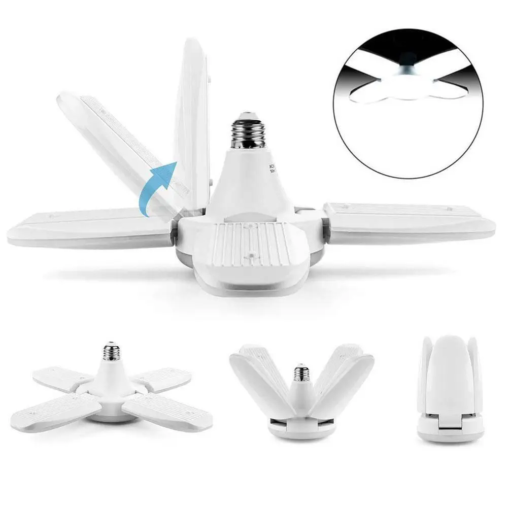 

38W E27 Mini Fan Blade LED Folding Garage Lamp Adjustable Led Base Light Bulb High Bay Industrial Lamp for workshop