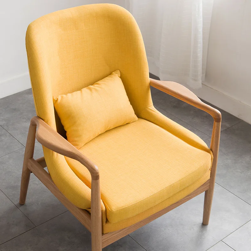 

Nordic solid wood single sofa chair modern minimalist leisure chair Japanese furniture living room fabric sofa chair