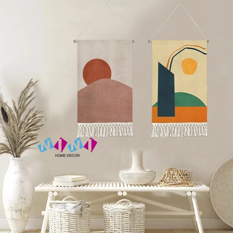 

Handmade Tassel Tapestry Home Decor Macrame Wall Hanging Tapestry Cotton Woven Room Hotel Bohemian Art Background Cloth Tapestry