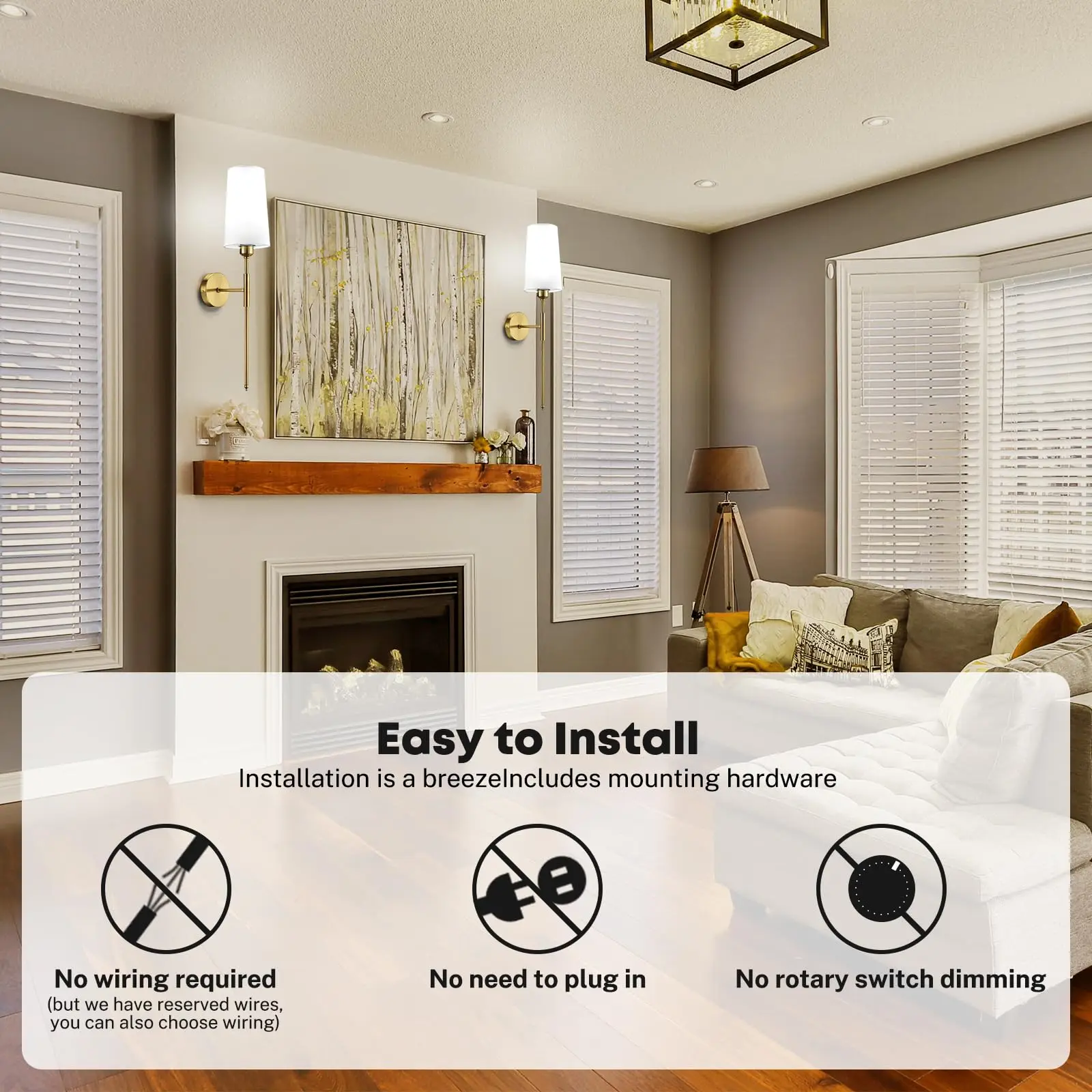 Настенные бра NookNova золотистые беспроводные перезаряжаемые на батарейках с