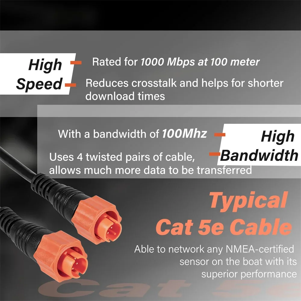 Фото Замена кабеля Ethernet Lowrance, желтый кабель Cat5e, 6 футов, высокоскоростной, Plug & Play, водонепроницаемый, для рыбалки №3