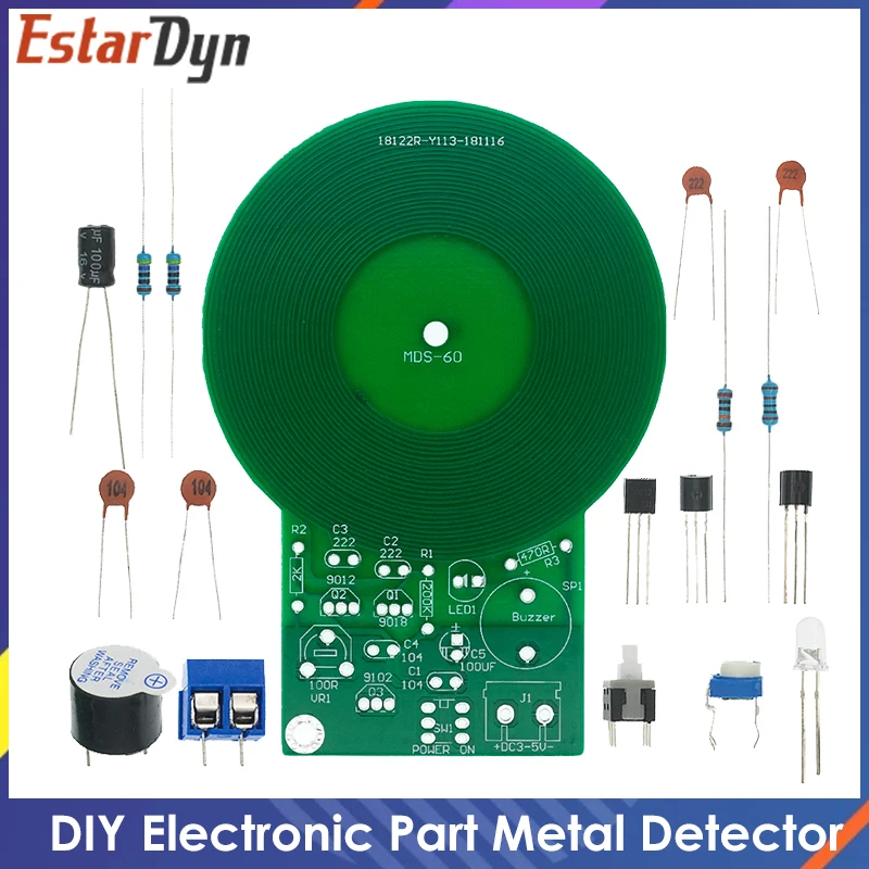 

JS-60 DIY Kit Metal Detector Kit Electronic Kit DC 3V-5V 60mm Non-contact Sensor Board Module DIY Electronic Part Metal Detector