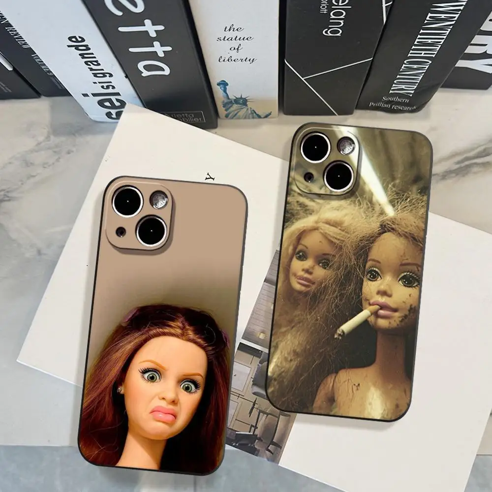 Фото Забавный чехол для телефона с изображением кукольного лица HYBXAXC для iPhone 16, 15, 14, 13, 12, 11, Pro, Max, Plus, X, XS, SE, E, Mini, мягкий силиконовый черный чехол для CS DOTA №1