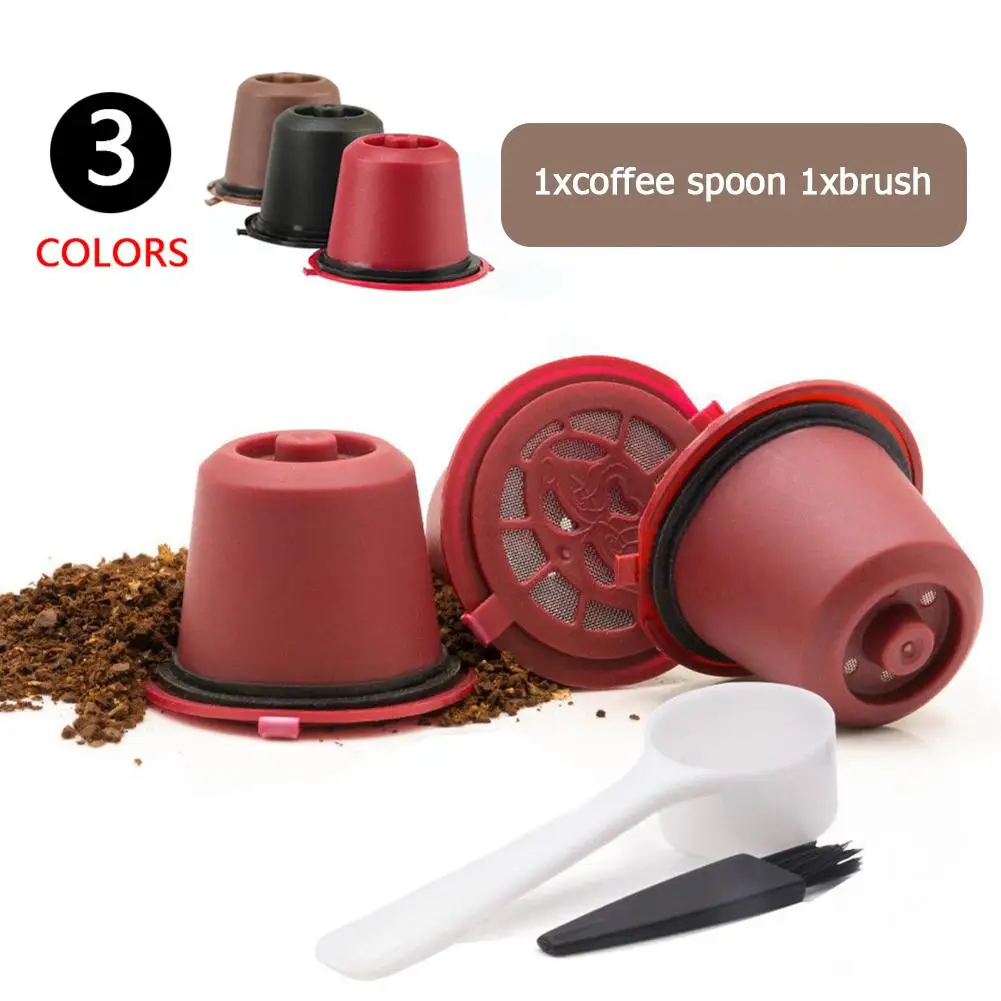 3pcs Nespresso Reusable Coffee Capsule For Nespresso Coffee Machine Refillable Pod With Brush Spoon Coffee Accessories
