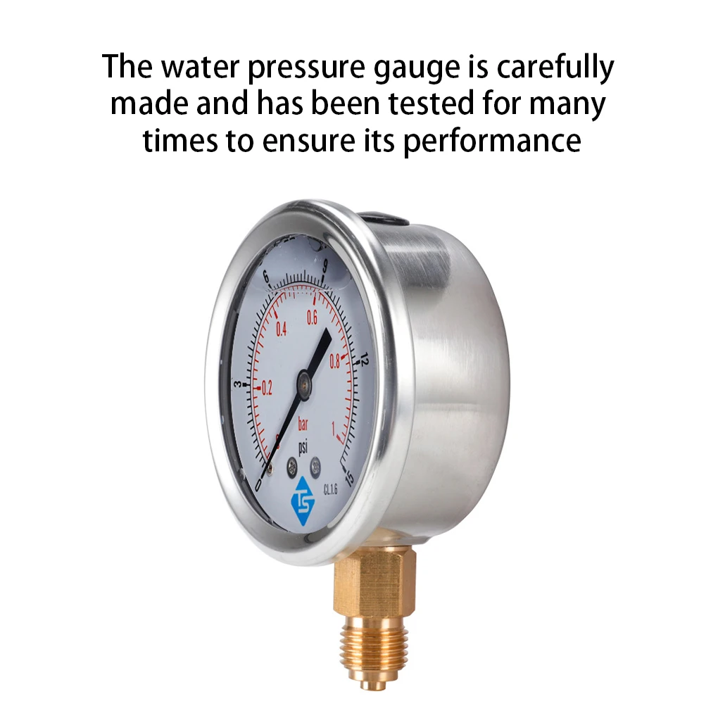 

Air Water Fuel Pressure Gauge Copper Connector Accurate Shockproof Meter