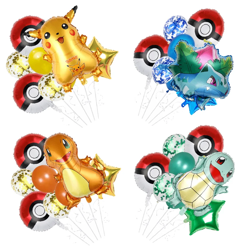 

Pokemon Balloon Pikachu Charmander Squirtle Balloon Set Party Decoration Supplies Children Birthday Party Pocket Balloon Gift