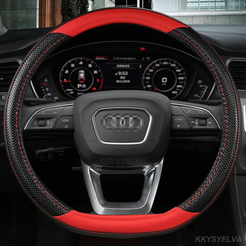 

Чехол на руль автомобиля, кожаная Нескользящая накладка 38 см, 15 дюймов, для Audi A1, A2, A3, A4, A5, A6, A7, A8l, Q2, Q3, Q5, Q7, S1, S2, S3, Sportback Avant