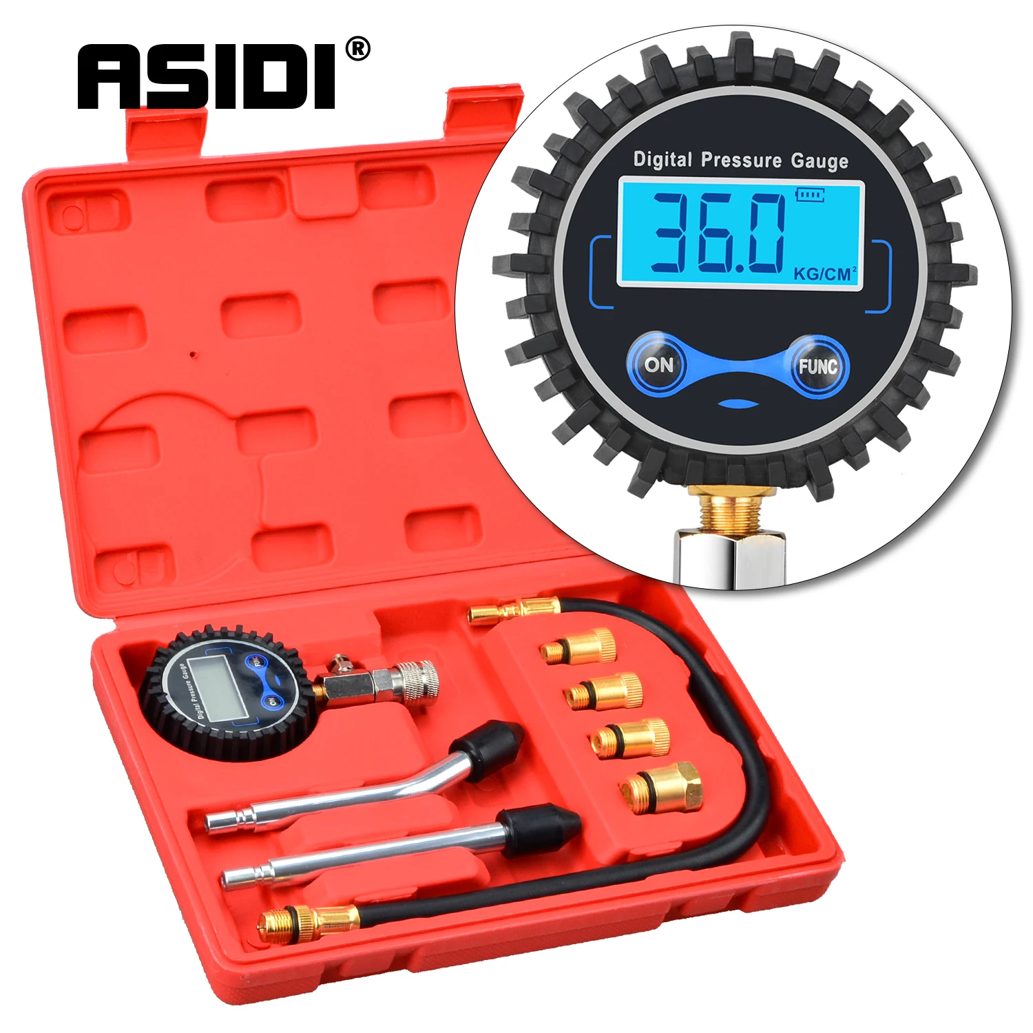 

Цифровой компрессионный тестер ASIDI, комплект для проверки давления в бензиновом двигателе, цилиндре, мотоцикле