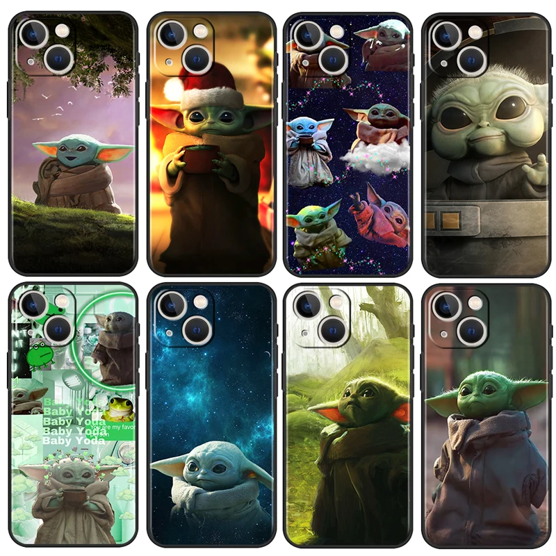 Star Wars Yoda Cute Baby Case For Apple iPhone 14 13 12 Mini 11 Pro XS MAX XR X 8 7 Soft TPU Black Phone Cover Fundas Coque Capa