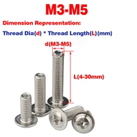 316 ss round head computer screw with pad phillips screw m3 m5