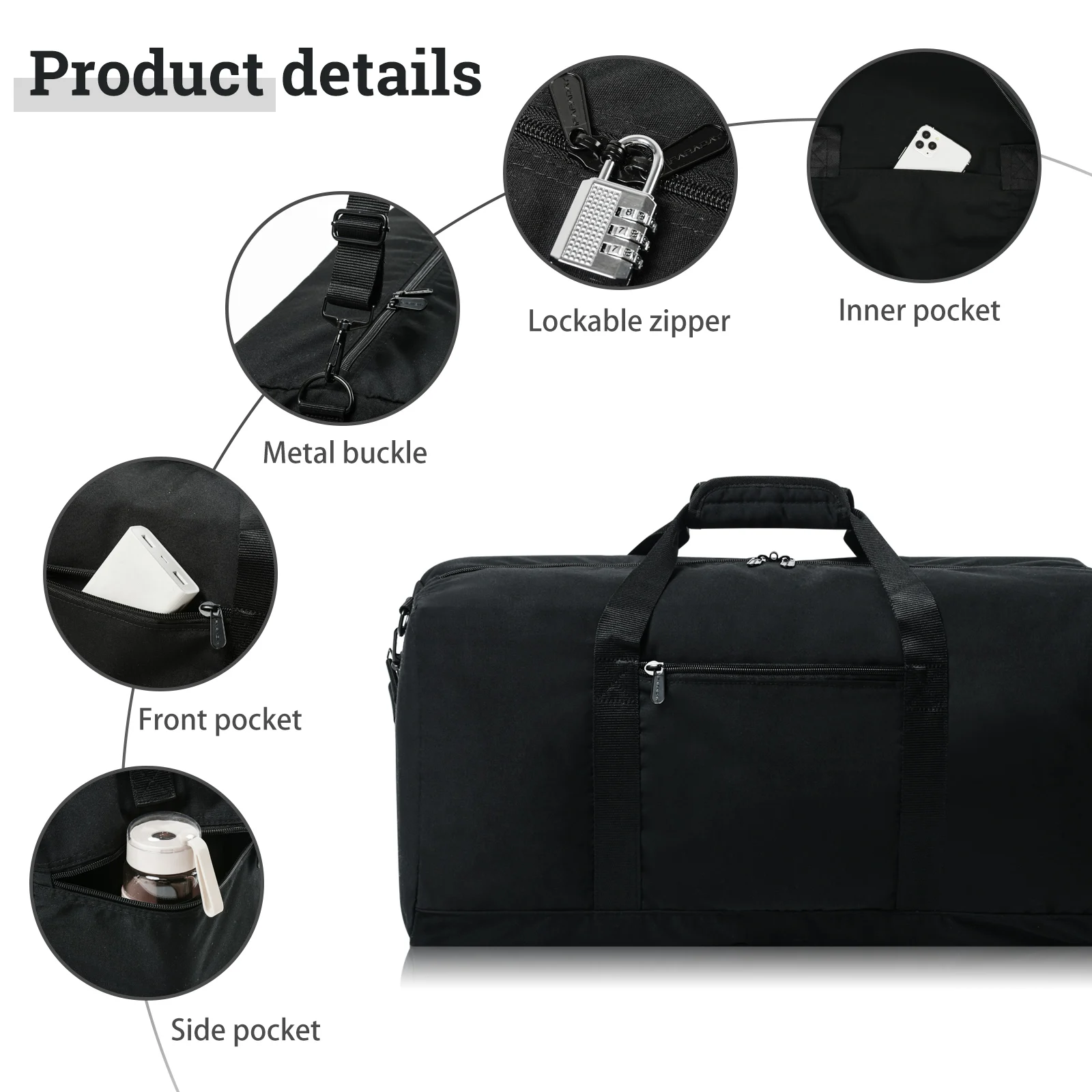 Men Gym Bags for Fitness Training Outdoor Travel Sport  Handbag Multifunction 22 Inch Waterproof Foldable Duffe Luggage iFARADAY