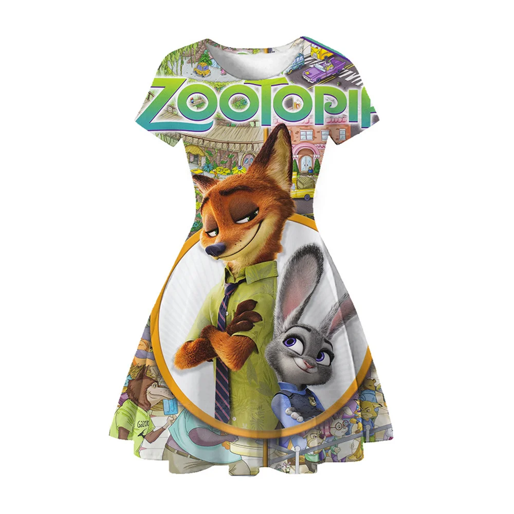 Платье с коротким рукавом и круглым вырезом 3D-принтом |