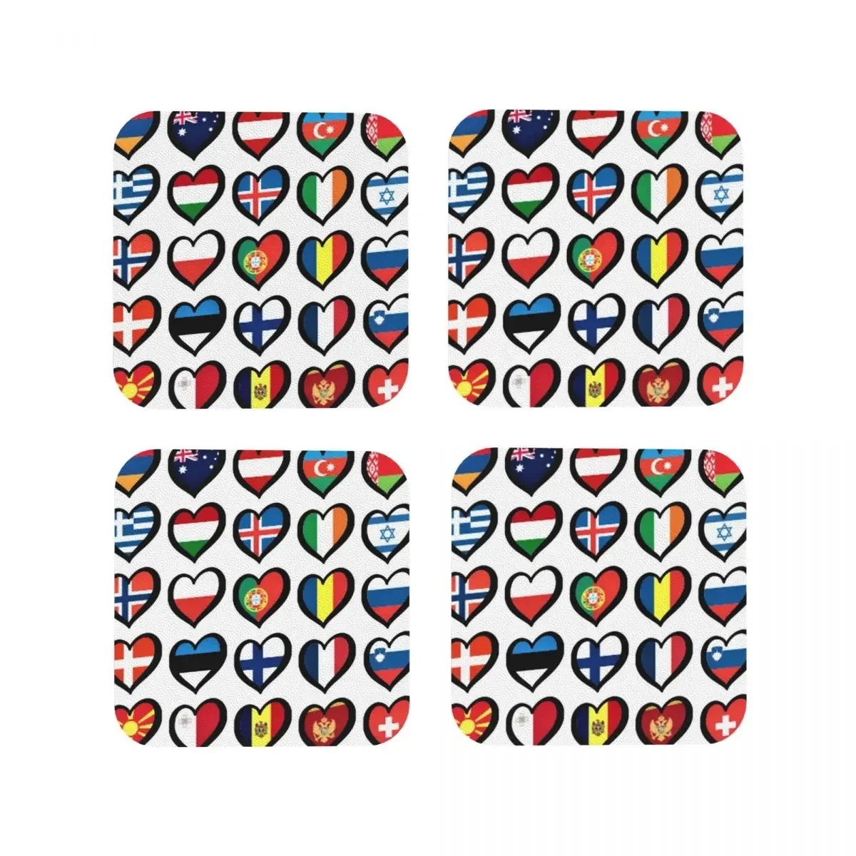 Флаги конкурсной песни Eurovision коврики для кофе в форме сердца набор из 4 подставок