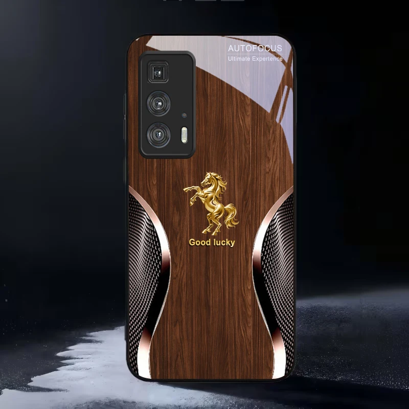 Фото Чехол для телефона Golden Steed Fortune из черного стекла для Motorola Moto Edge 20 Lite 30 Pro 40 Neo 50 Ultra X30 Pro G14 G75 G84 G85 №1