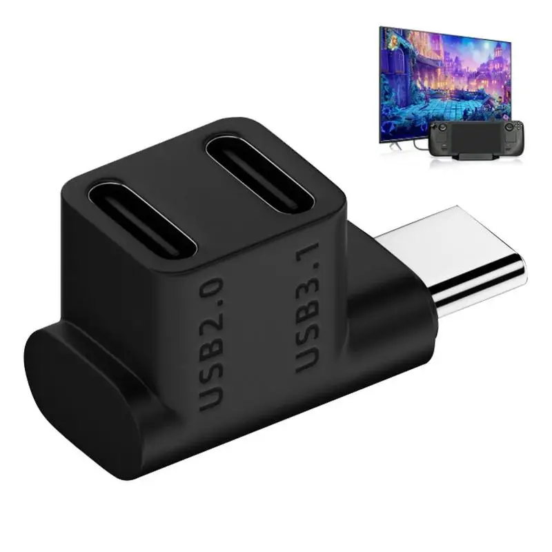 

Right Adapter 2 In 1 Male To Female Type C Adapter 90 Degree Converter Sync Charge ForSteam Deck Phone Tablet 10Gbps