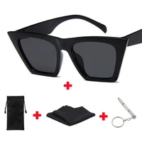 one set cat eye sunglasses unisex retro square oversized glasses uv400 shades eyewear with glasses bag cloths and screwer