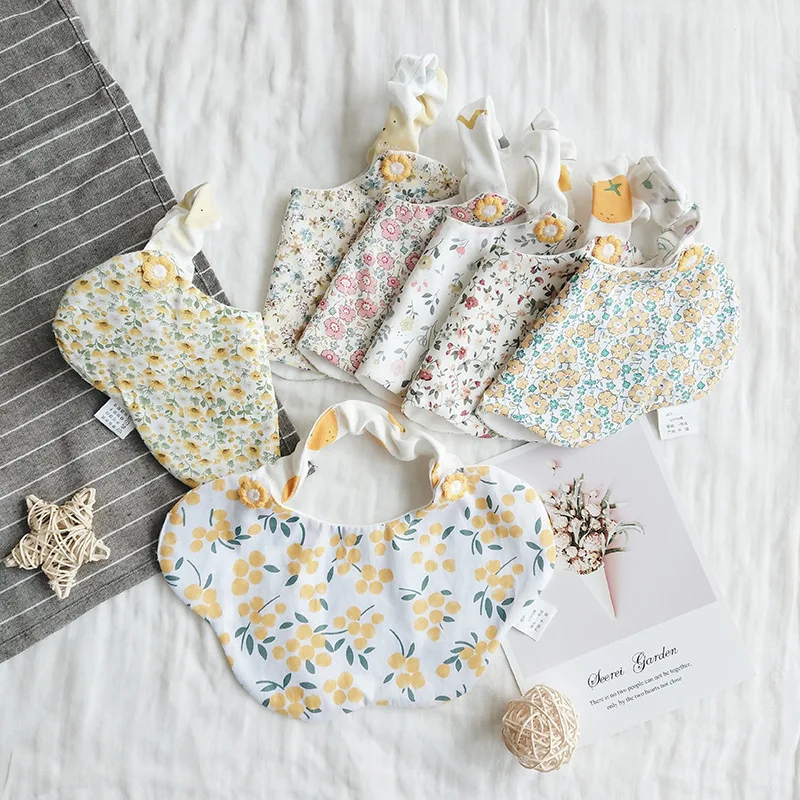 

Baby Bibs Fresh Cotton Floral Saliva Towel Pastoral Style Baby Spitting Bib Comfortable and Sweet Girl Fake Collar