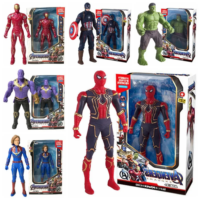 

30Cm Anime Marvel Spiderman Hulk Ironman Action Figure Toy Christmas Gift Pvc Movable Joints Luminous Doll Collection Model Toys