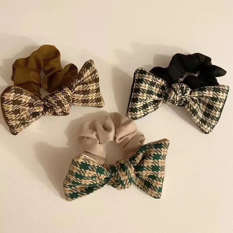 

Korean Fashion Plaid Bow Elastic Hair Bands Autumn Winter New Ponytail Hair Tie Hair Rope Headwear Girls Women Hair Accessories