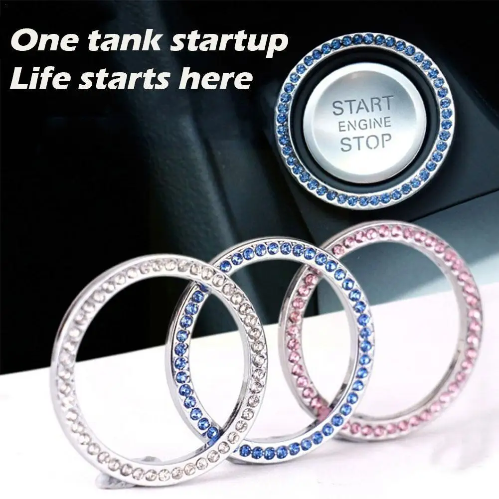 

Кнопка запуска и остановки зажигания автомобиля, крышка переключателя автомобиля, кристаллическое кольцо для одного ключа двигателя, бриллиант, украшение для рукоделия C6Y5