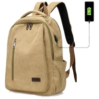 simple casual canvas student school backpacks large capacity travel sport bag business laptop backpack with charge port